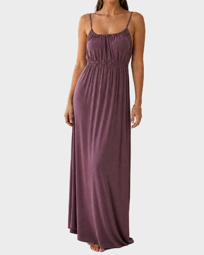 Backless Drawstring Maxi Cami Dress