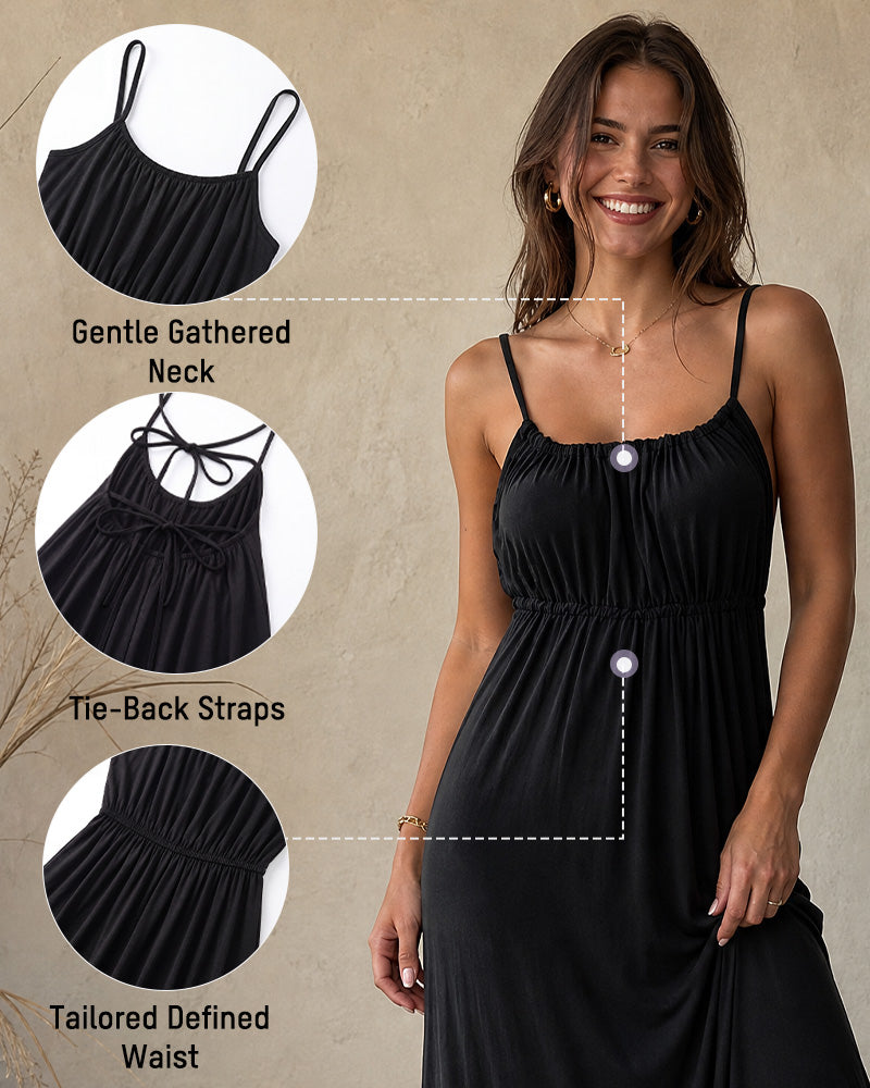Backless Drawstring Maxi Cami Dress