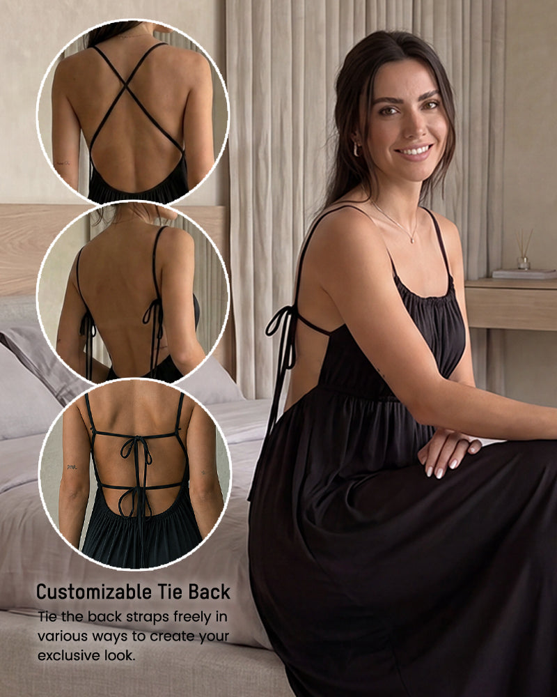 Backless Drawstring Maxi Cami Dress