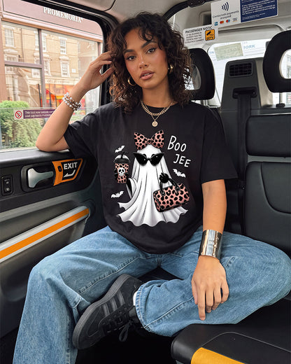 Boo-Jee Leopard Ghost Graphic T-Shirt