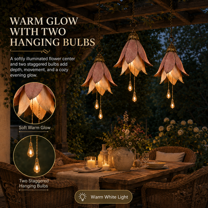 🌸 Set of 3 Vintage Hanging Flower Lights – Warm Glow Garden & Patio Decor