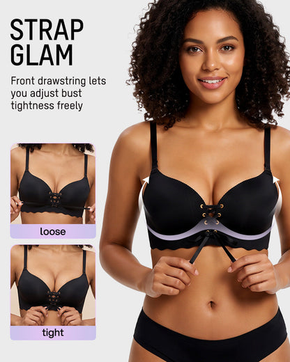 Wireless Front Lace-Up Push-Up Bra