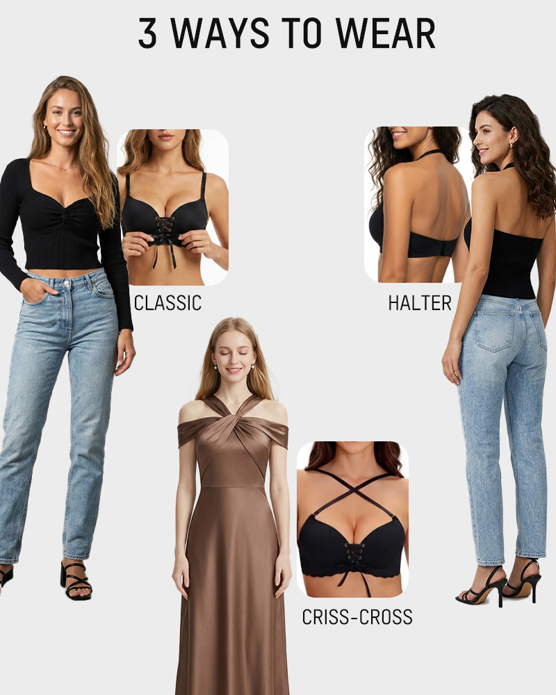 Wireless Front Lace-Up Push-Up Bra