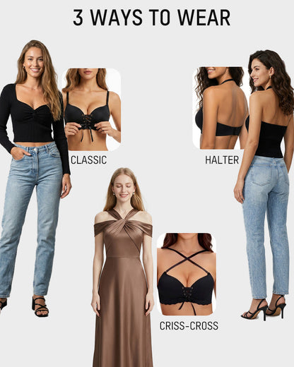 Wireless Front Lace-Up Push-Up Bra
