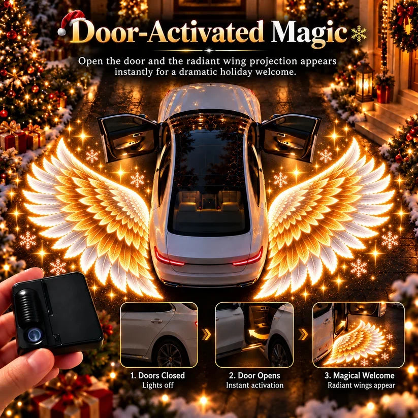 🎄 BUY 1 GET 1 FREE 🎁 Guardian Wings™ – Christmas Angel Wing Car Door Projector Lights (2-Pack) ✨