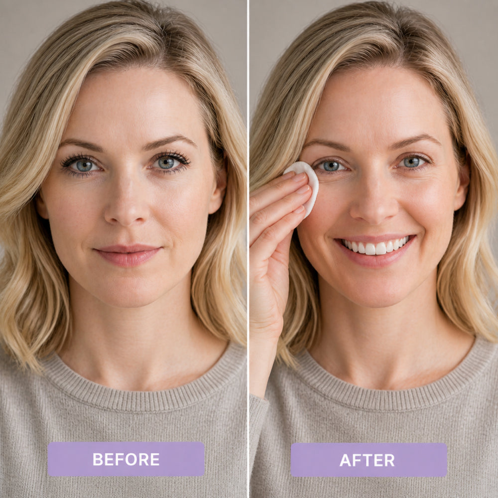 Illustration of mascara removal with a cleansing pad