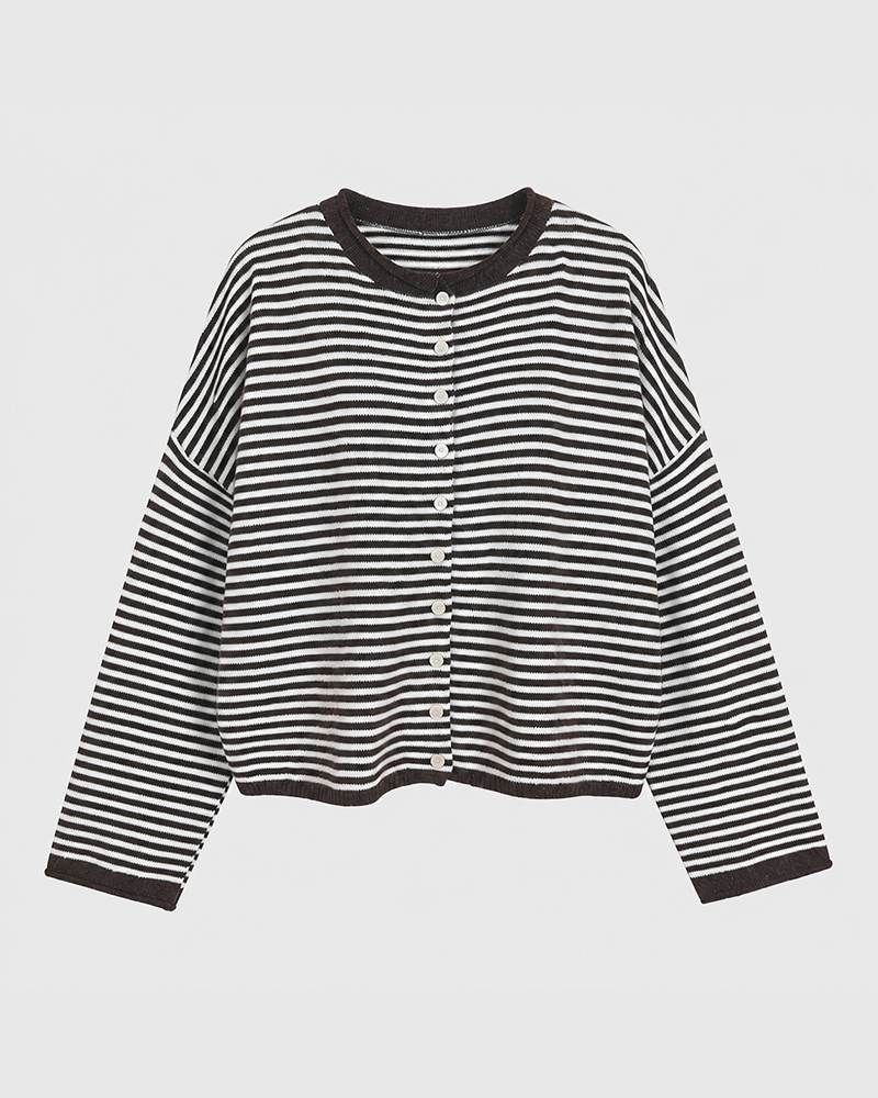 Women's Striped Cardigan Knit Long Sleeve Casual Fall Winter