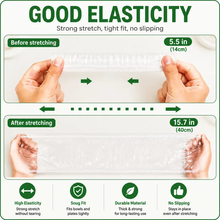 Elastic and tear-resistant stretch food covers