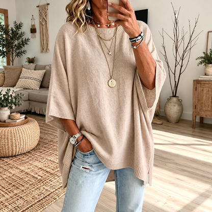 Women's Loose Solid Color Casual Knit Sweater