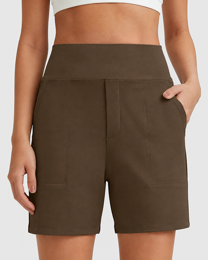Women's High-Waisted Athletic Bermuda Shorts with Pockets – Running, Yoga, Summer Casual Activewear