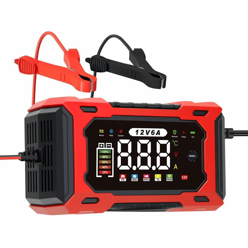 ⏳⏳Time-Limited Special⏰12V 6A Smart Car Battery Charger – Pulse Repair Technology, Auto Maintain & Desulfation