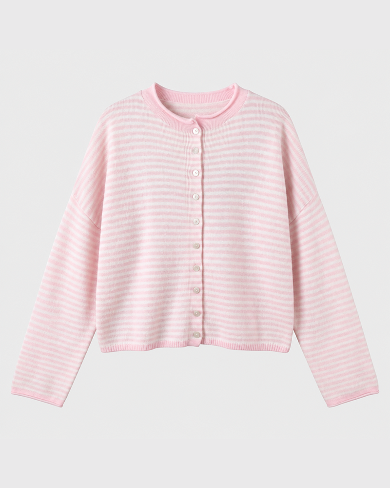 Women's Striped Cardigan Knit Long Sleeve Casual Fall Winter