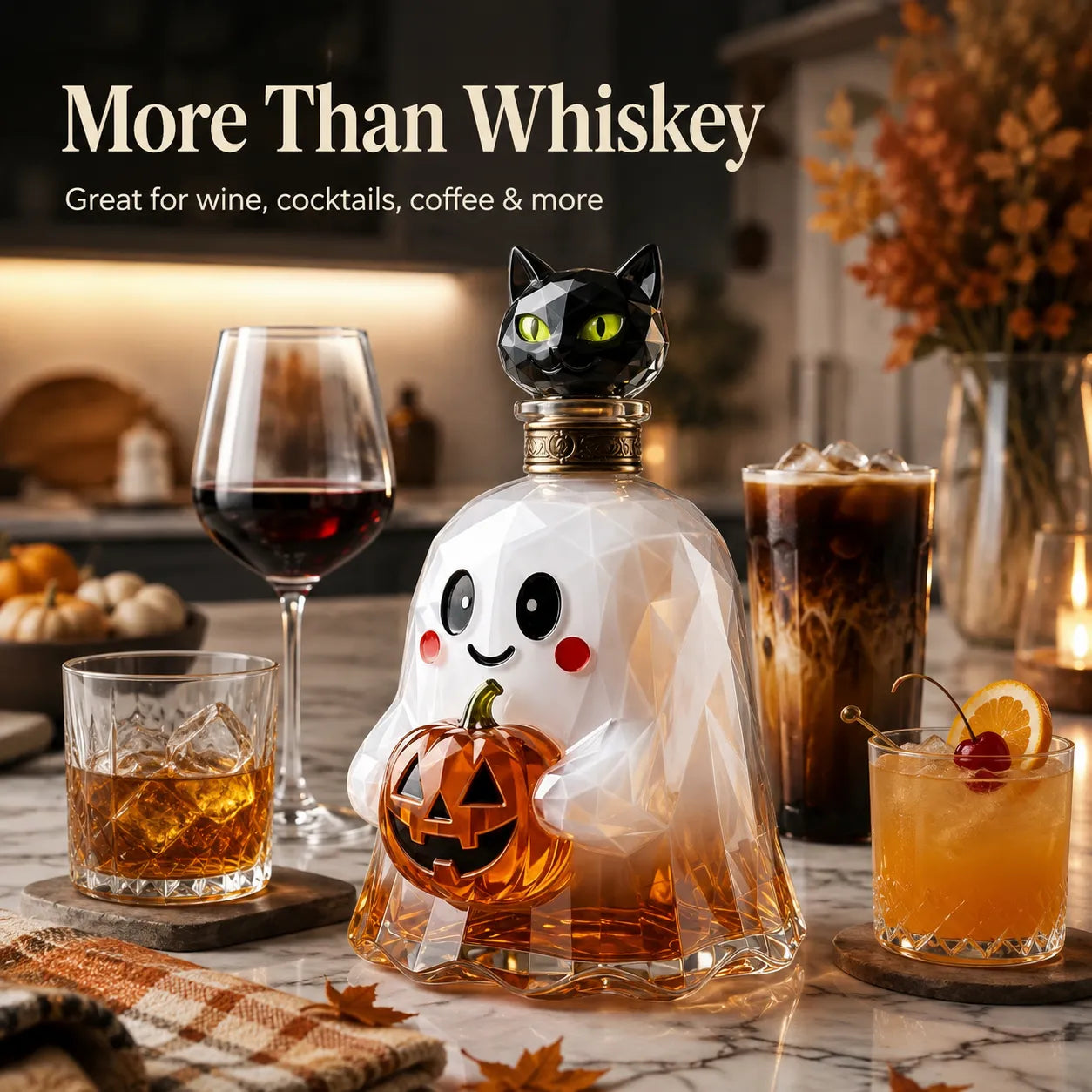 🔥HOT SALE🔥Ghost Pumpkin Halloween Decanter 🎃 Spooky Glass Whiskey Bottle 💥Buy 3 Get Free Shipment💥