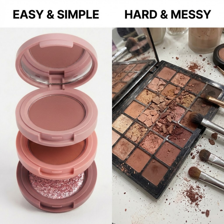 Stackable compact eyeshadow for travel