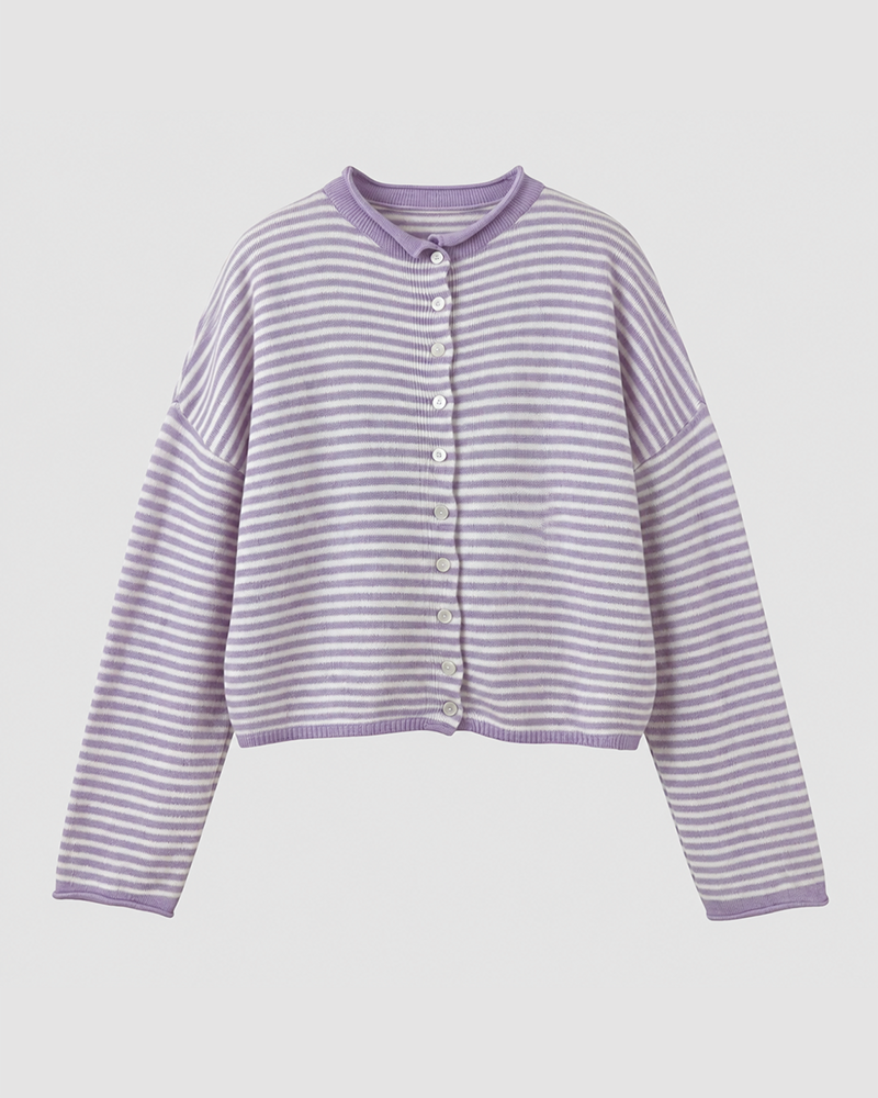 Women's Striped Cardigan Knit Long Sleeve Casual Fall Winter