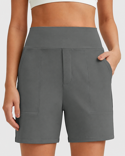 Women's High-Waisted Athletic Bermuda Shorts with Pockets – Running, Yoga, Summer Casual Activewear