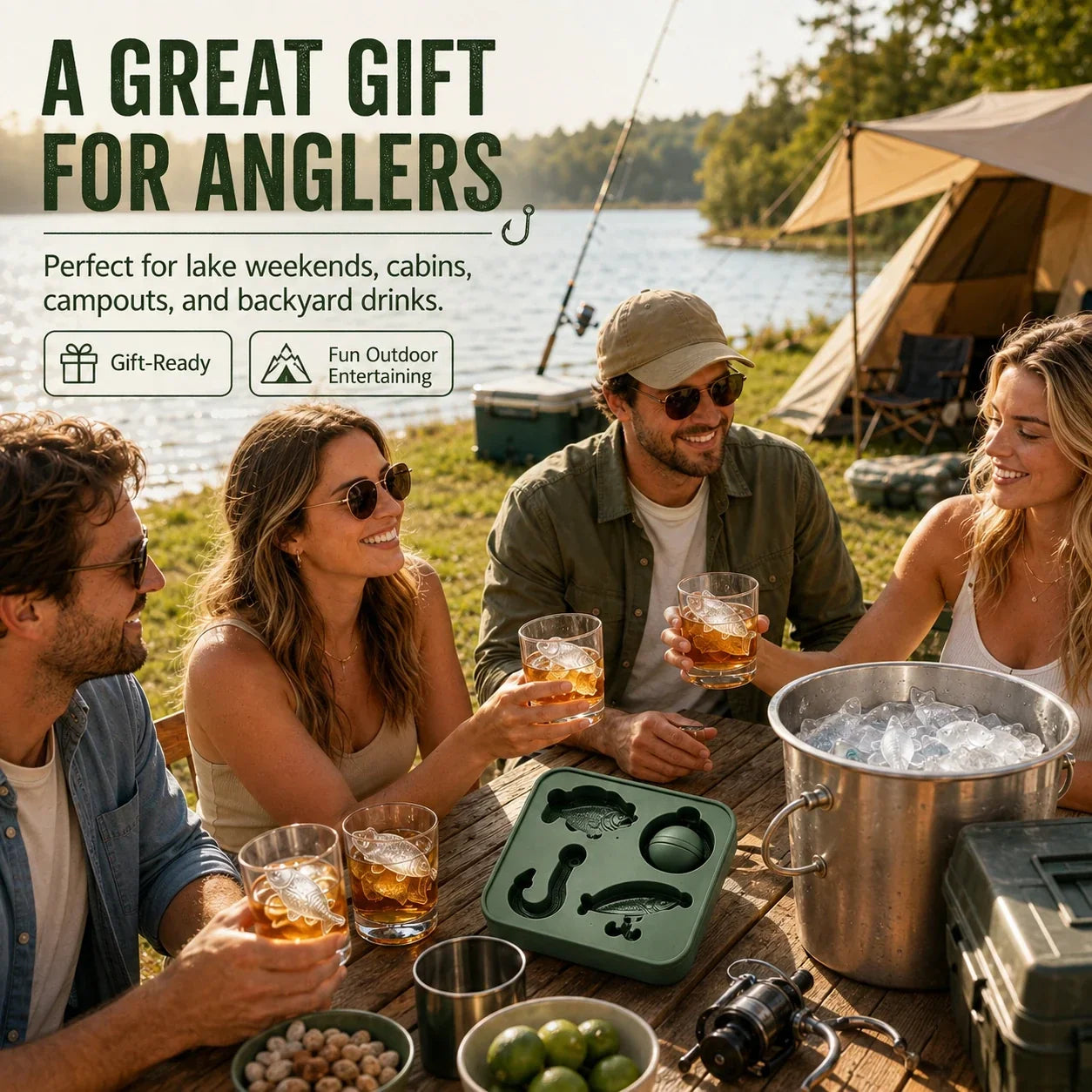 🎣 Fishing-Themed Ice Mold – Fish, Lure, Hook & Bobber Shapes