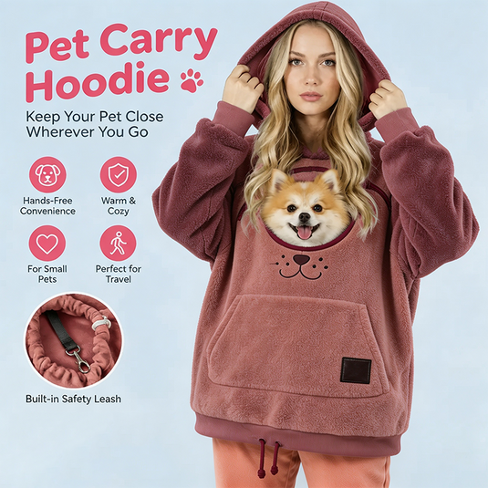 Pet carry hoodie with hands-free pet pocket