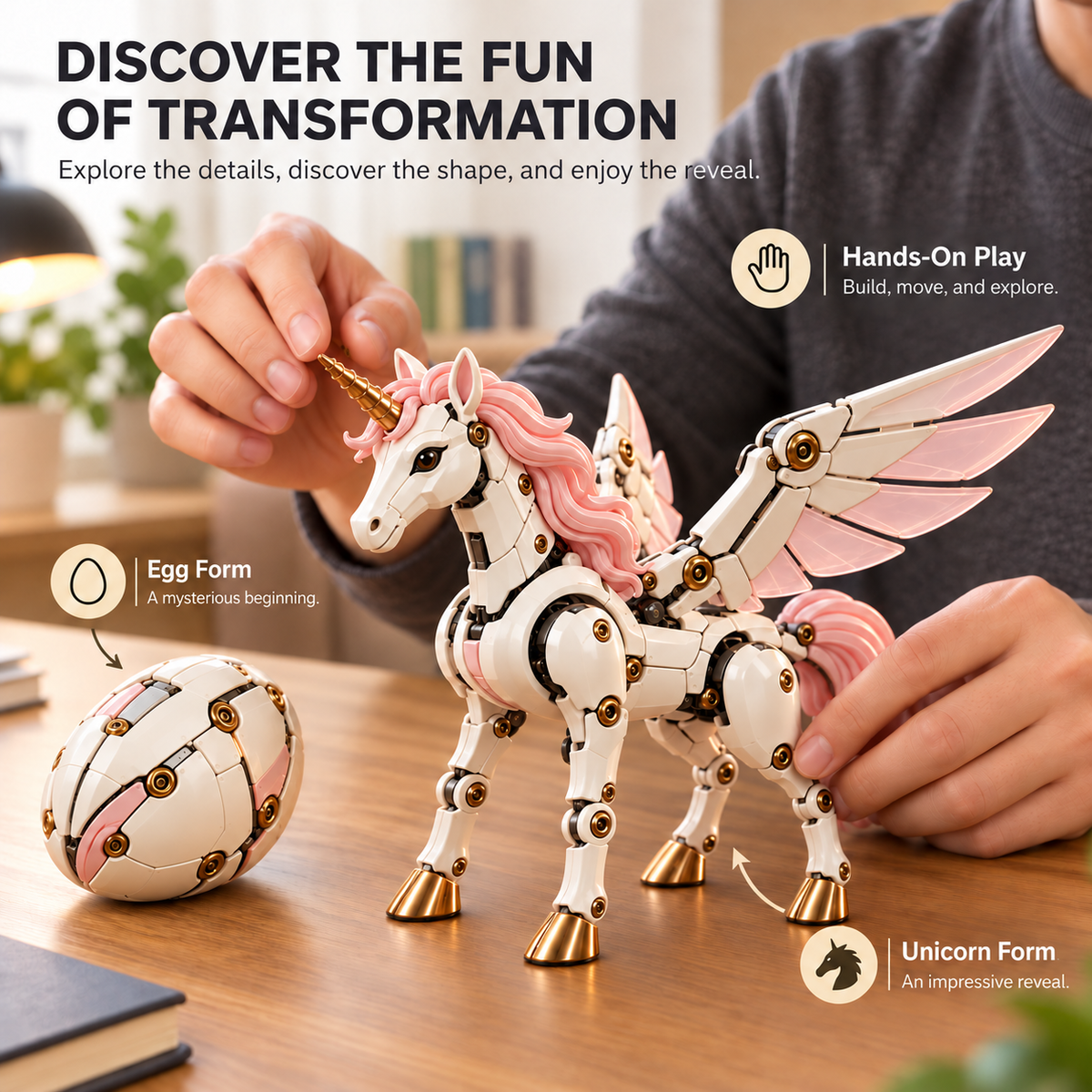 🦄 2-in-1 Transforming Mechanical Unicorn Egg – Winged Fantasy Figure!!!🔥
