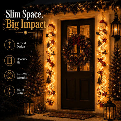 ⏳ Last Day 49% OFF – 🎄MerryCascade™ Glowing Christmas Door Hanger | 6 Festive Light Designs✨