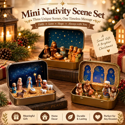🔥✝️Religious Pocket-Size Mini Nativity Scene Set with Storage Box