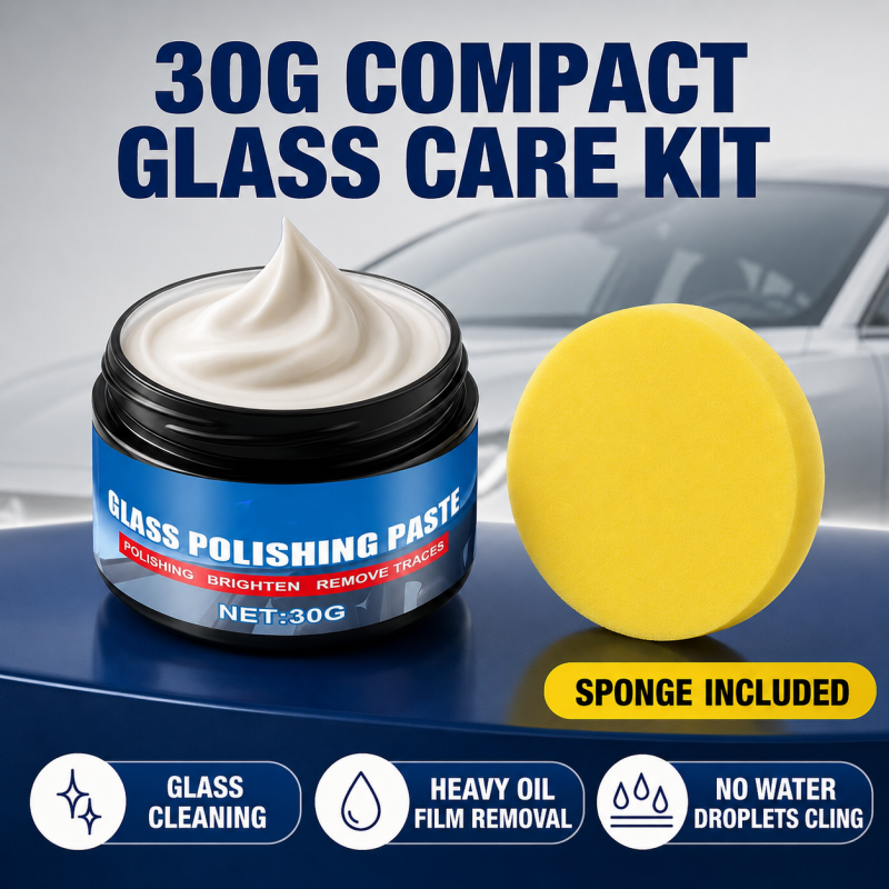 🚗Car Glass Oil Film Remover – Eliminates glare & wiper smears, repels rain. Night driving safer – see clearly in any weather
