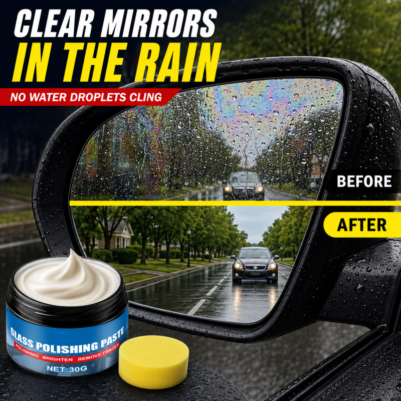 🚗Car Glass Oil Film Remover – Eliminates glare & wiper smears, repels rain. Night driving safer – see clearly in any weather