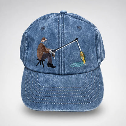 🔥 Last Day 49% OFF-🎣🧢 Catch of the Day Interactive Fishing Cap –🎁 Vintage Washed Moving Fish Hat