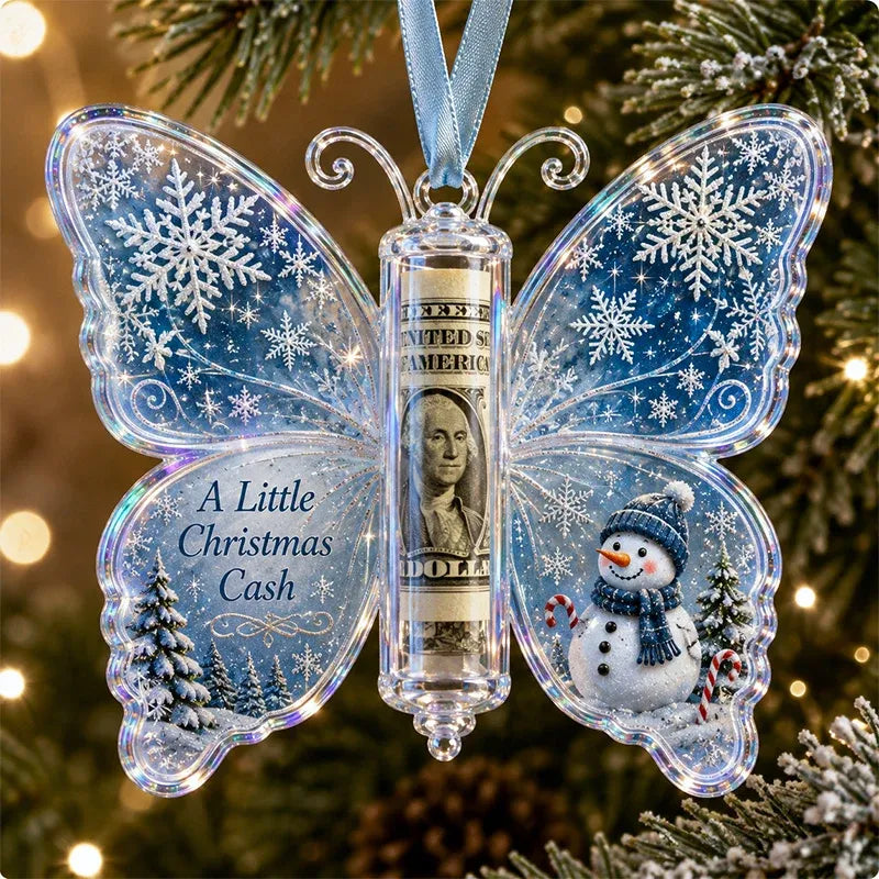 🦋💵 3D Embossed Butterfly Christmas Cash Gift Ornament – Holiday Money Holder Keepsake 🎄✨