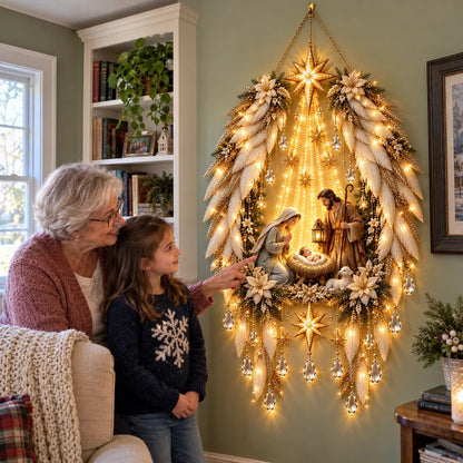 ✨👼 3D Heavenly Angel Wings Nativity Light✨ – Lighted Christmas Wall Decor  ✈️