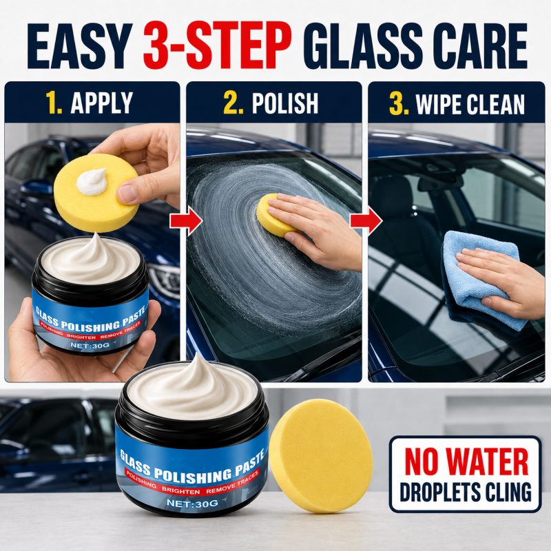 🚗Car Glass Oil Film Remover – Eliminates glare & wiper smears, repels rain. Night driving safer – see clearly in any weather