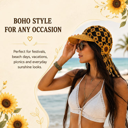 ☀ 🌻 Knitted Sunflower Hollow-Out Baseball Cap
