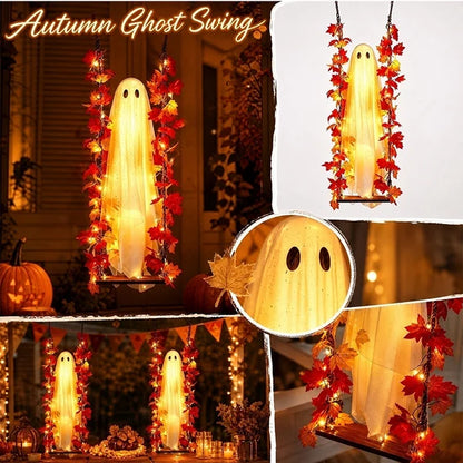 LED Light-Up Swinging Ghost Halloween Decoration