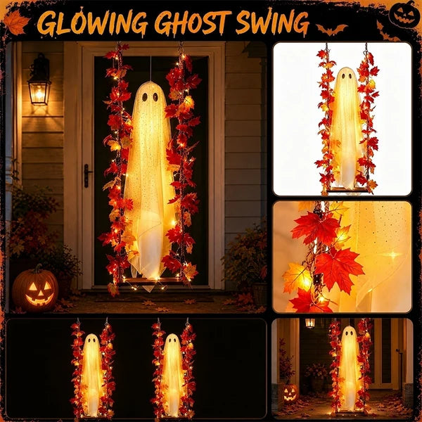LED Light-Up Swinging Ghost Halloween Decoration