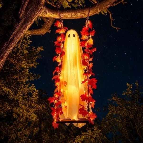 LED Light-Up Swinging Ghost Halloween Decoration