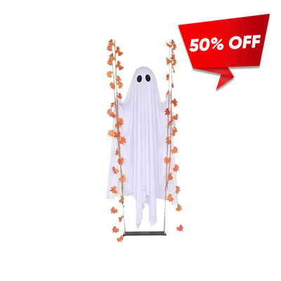 Tkhotpick LED Light-Up Swinging Ghost Halloween Decoration