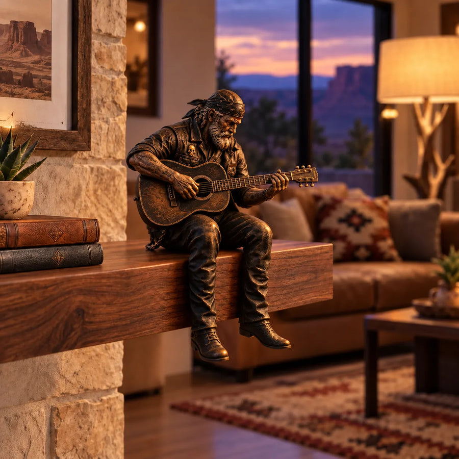 Roadside Guitarist biker shelf sitter